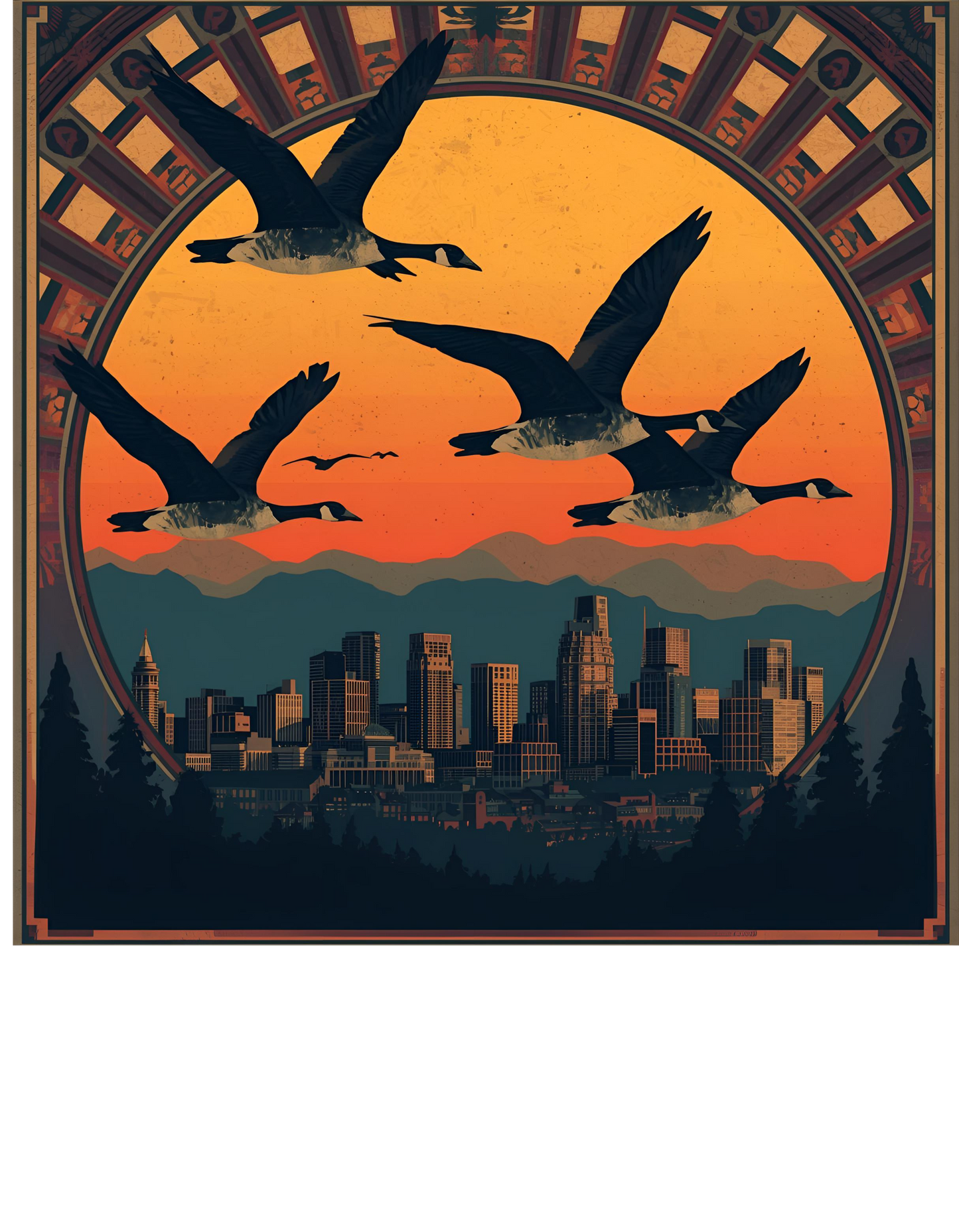 Canadian Geese Silhouette Retro Shirt