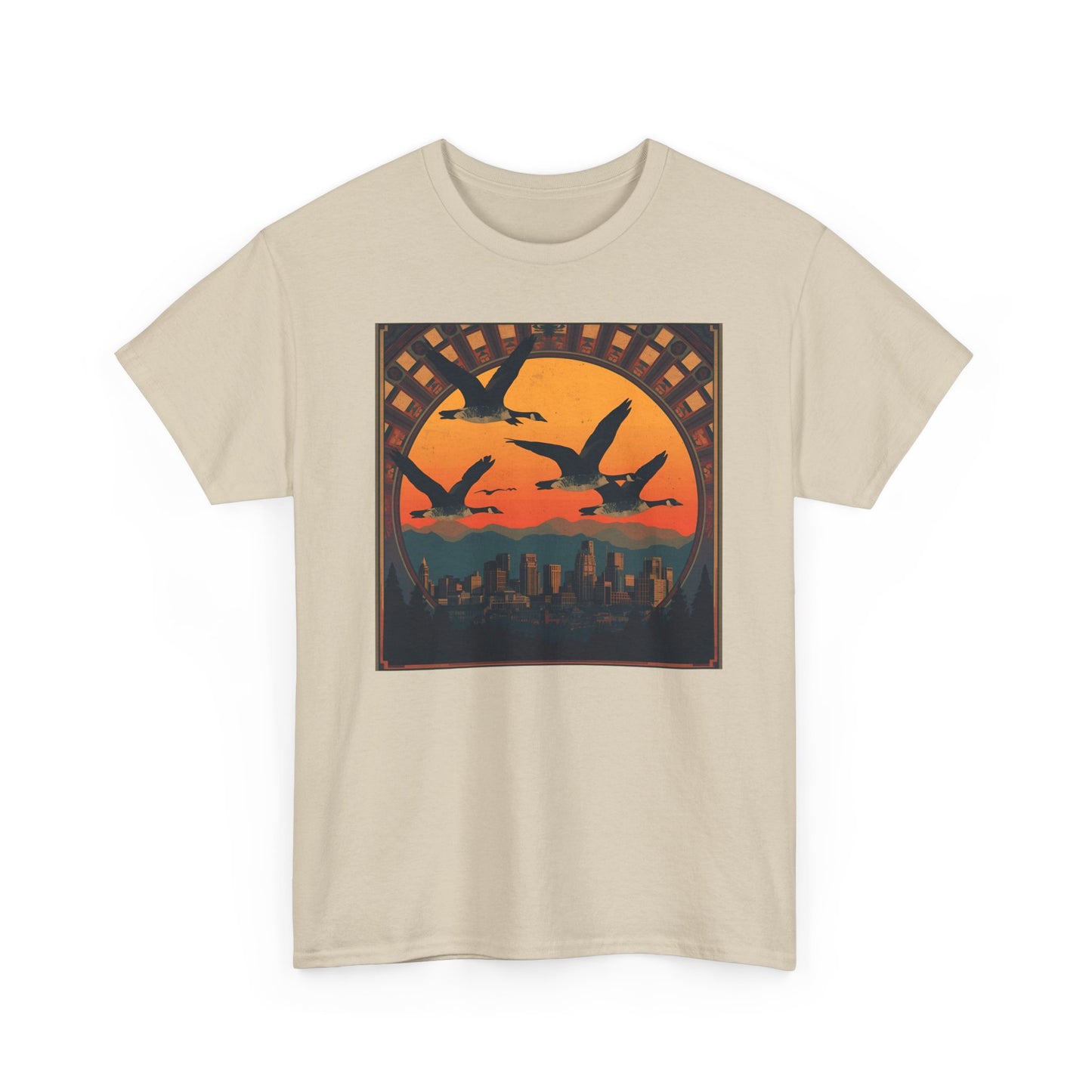 Sunset Geese Tee — Birds Silhouette Graphic Shirt