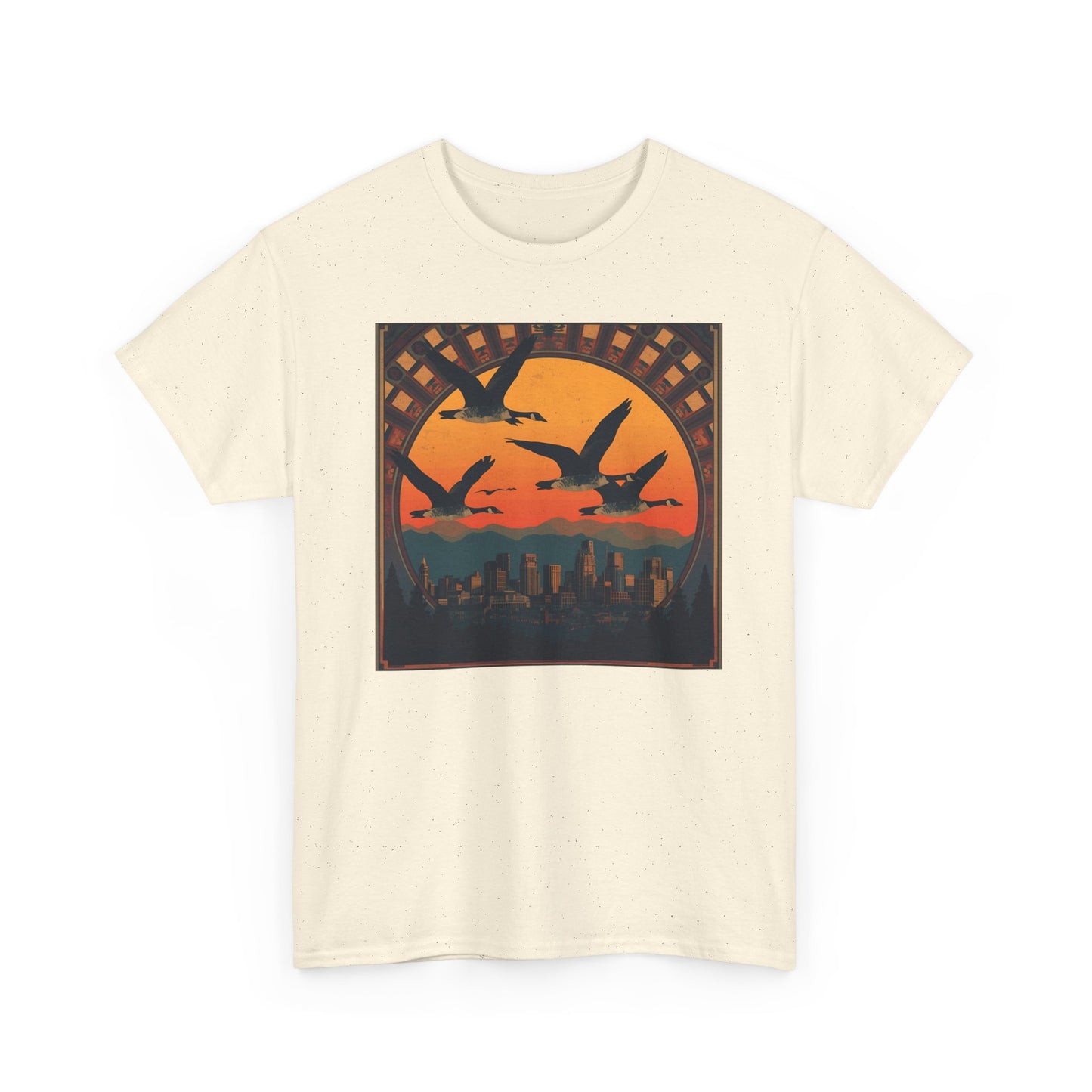 Sunset Geese Tee — Birds Silhouette Graphic Shirt