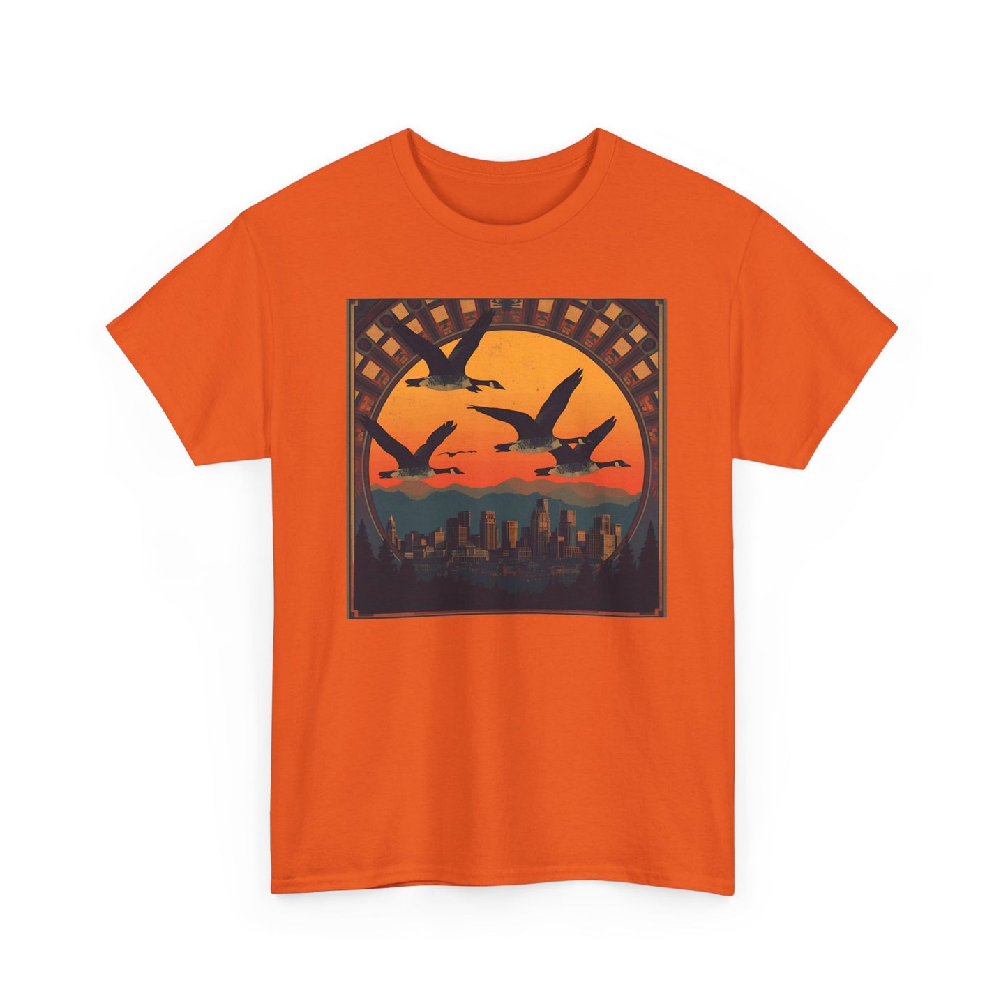 Sunset Geese Tee — Birds Silhouette Graphic Shirt