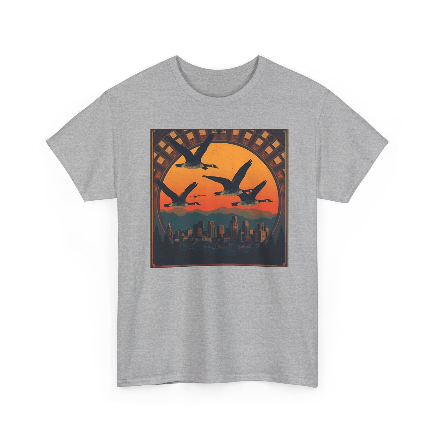 Sunset Geese Tee — Birds Silhouette Graphic Shirt