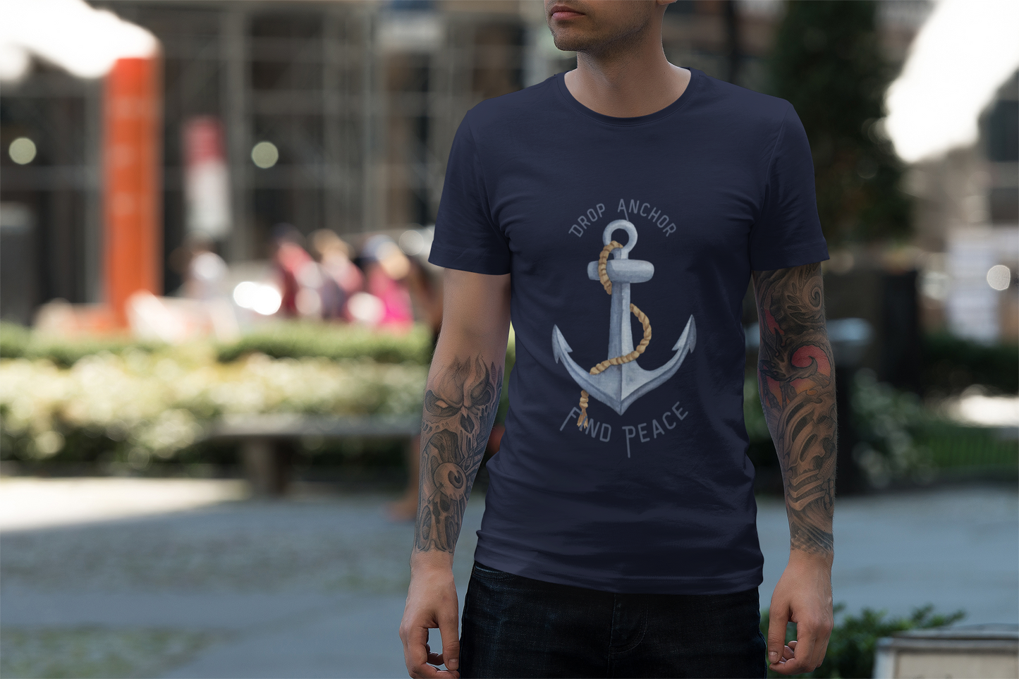 T-Shirt — 'Drop Anchor and Peace' Nautical Anchor Graphic Tee