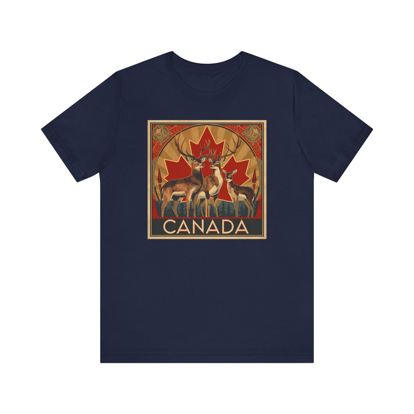 Canada Deer Graphic Tee — Vintage Maple Leaf Travel Shirt