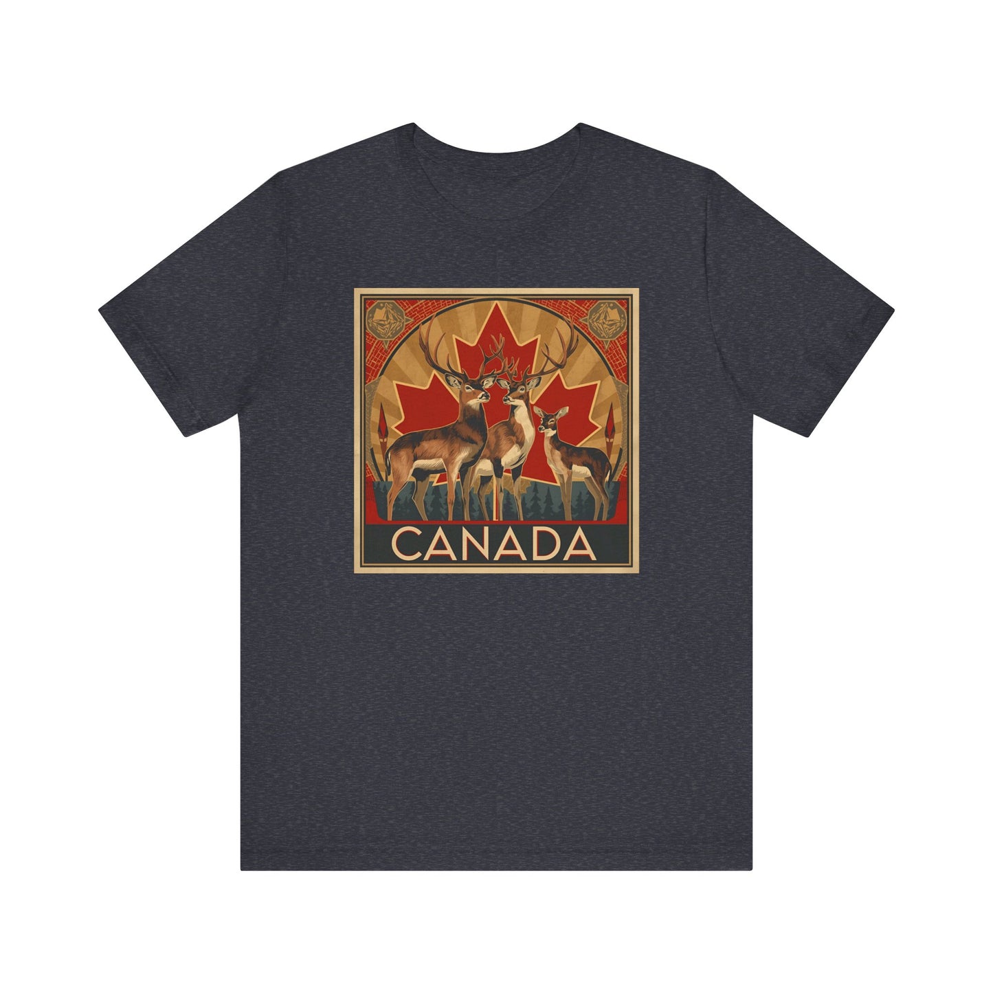Canada Deer Graphic Tee — Vintage Maple Leaf Travel Shirt