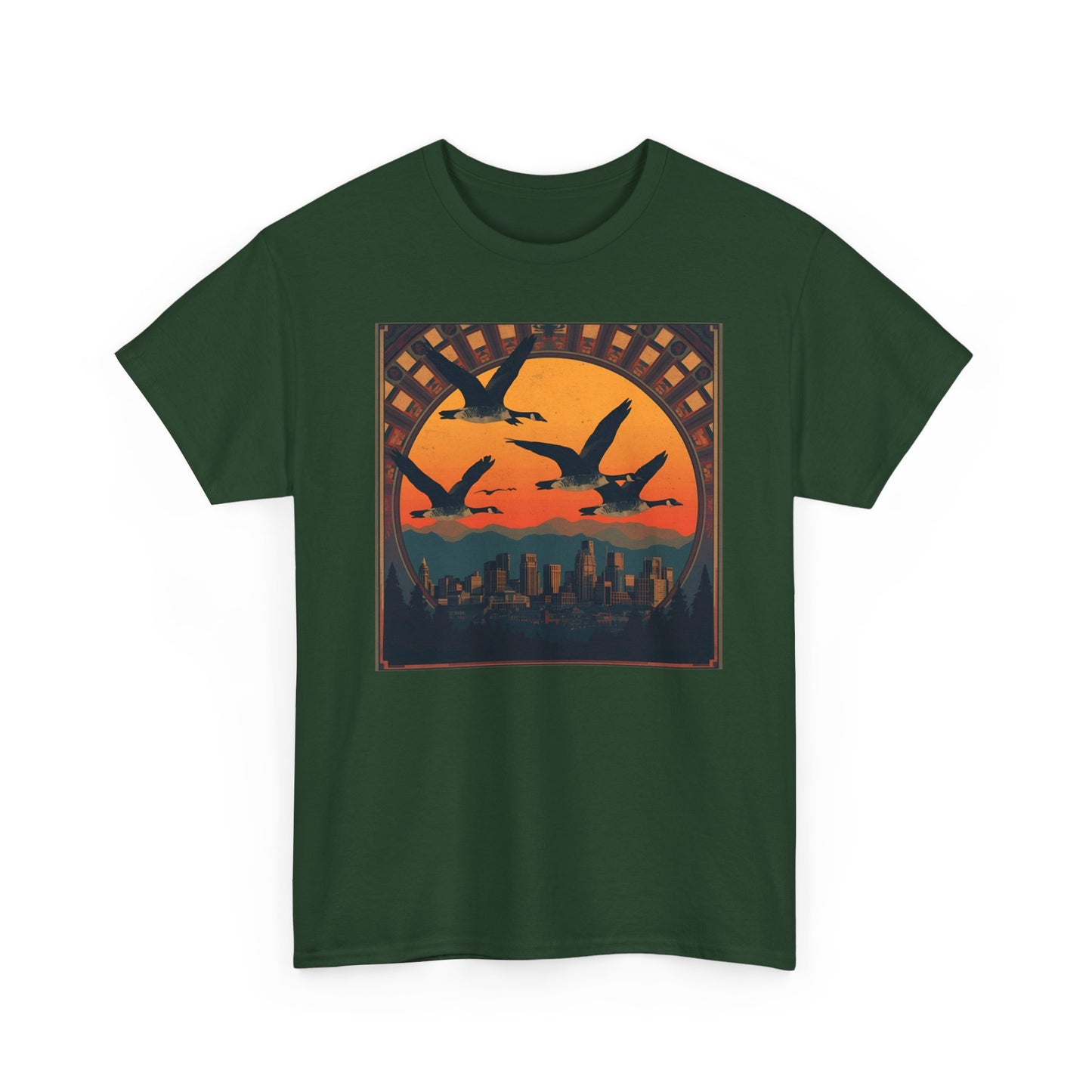 Sunset Geese Tee — Birds Silhouette Graphic Shirt