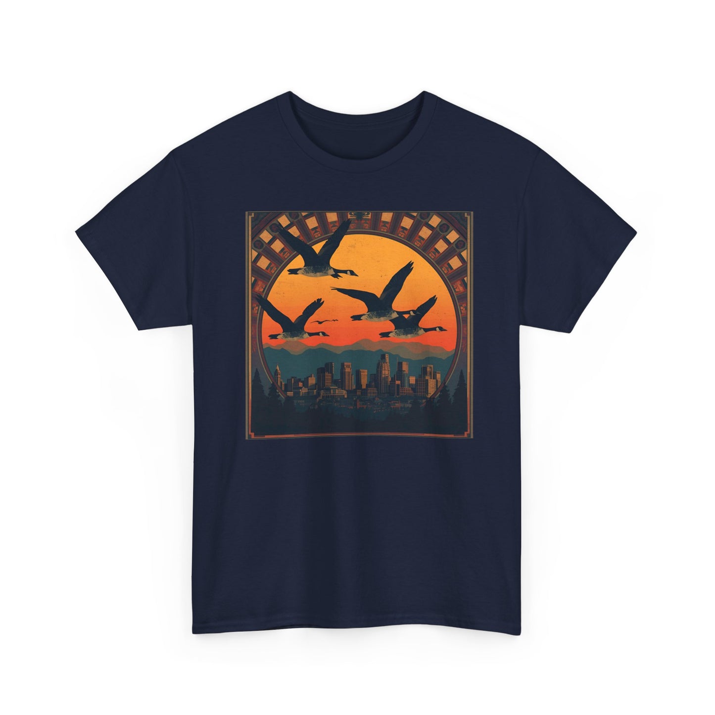 Sunset Geese Tee — Birds Silhouette Graphic Shirt