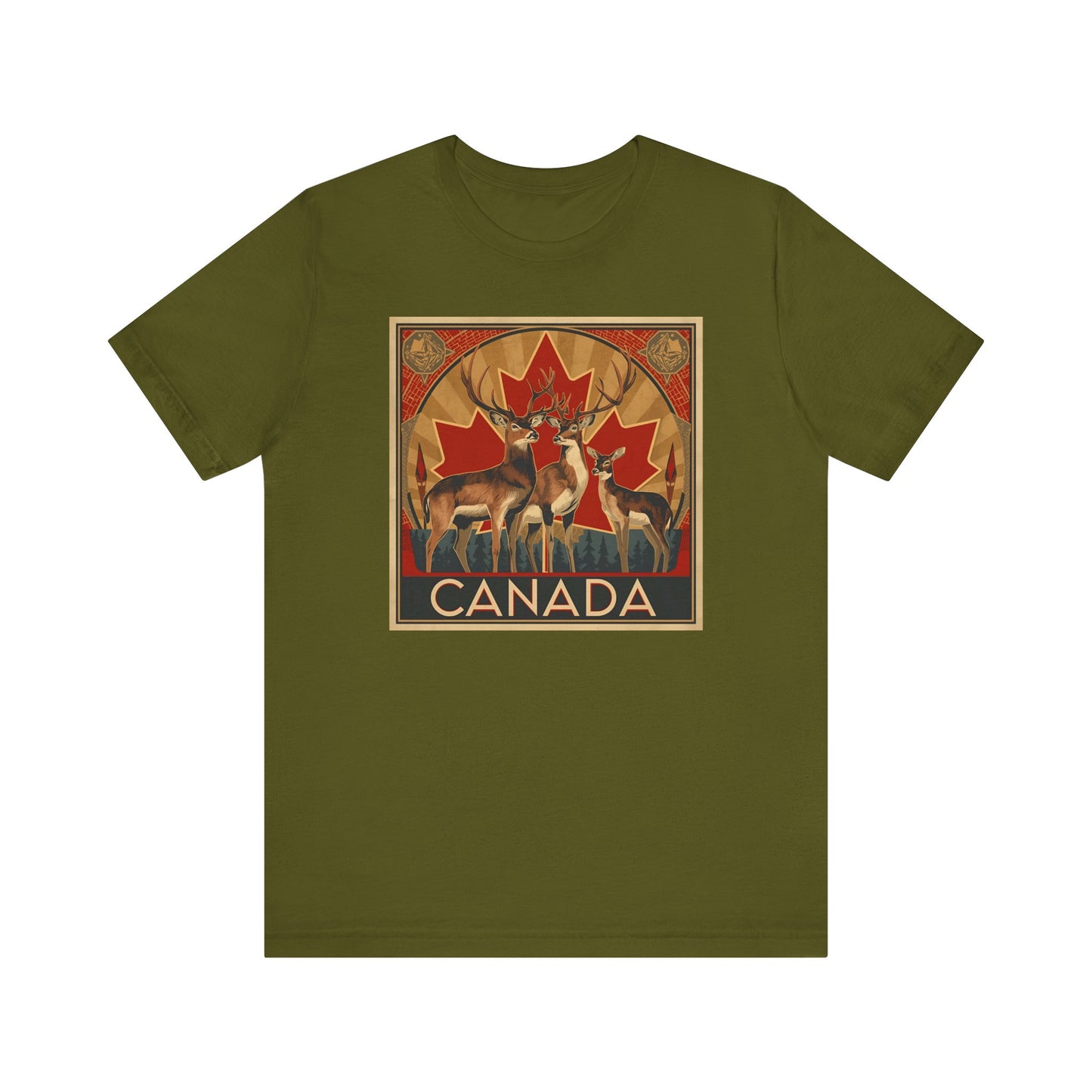 Canada Deer Graphic Tee — Vintage Maple Leaf Travel Shirt