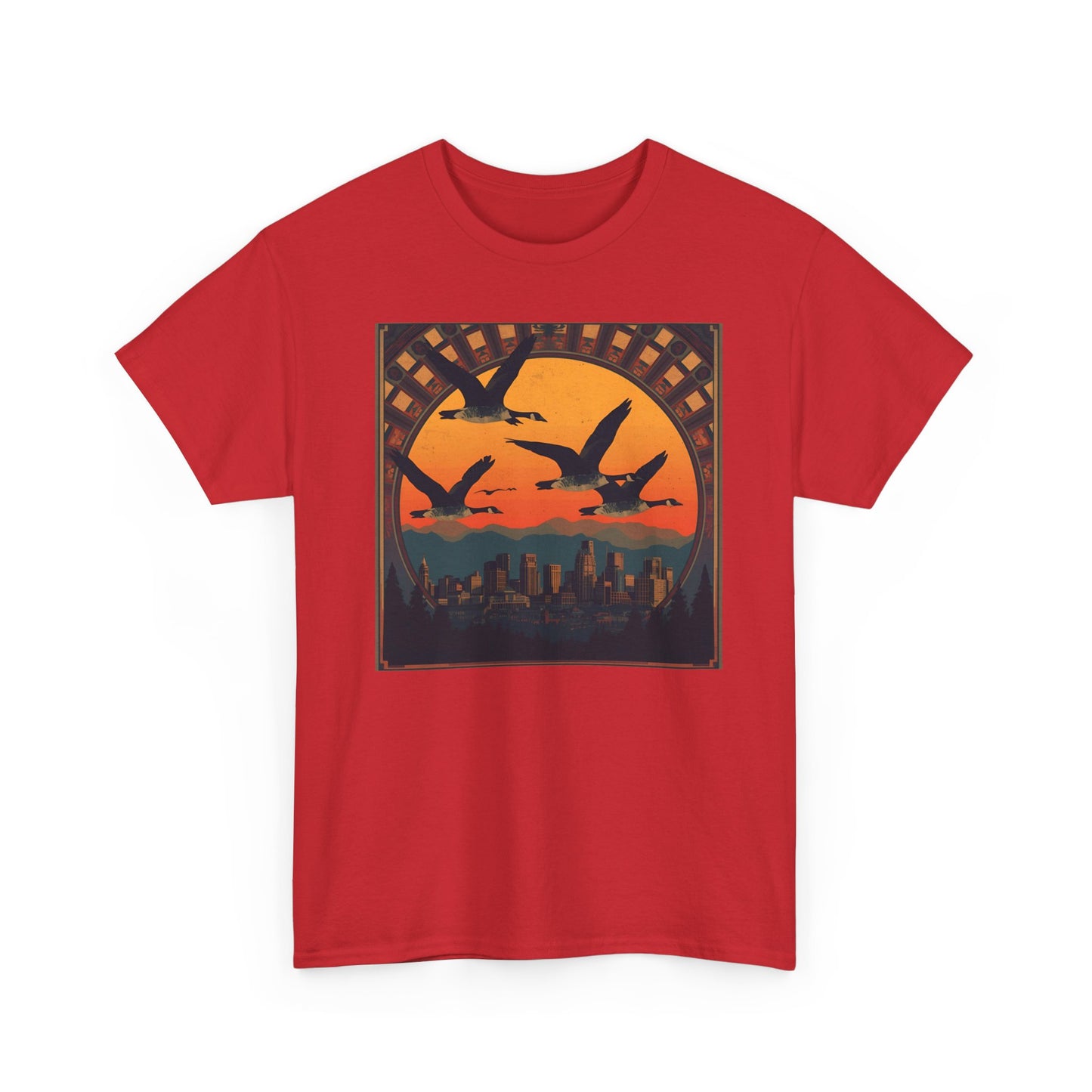 Sunset Geese Tee — Birds Silhouette Graphic Shirt