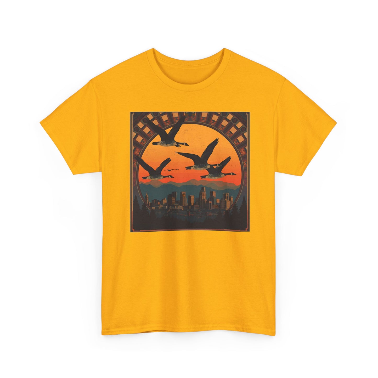 Sunset Geese Tee — Birds Silhouette Graphic Shirt