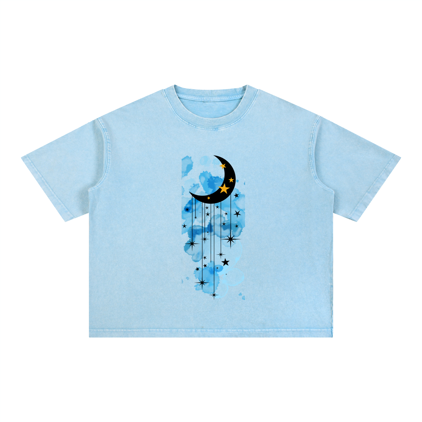 Blue Watercolour Crescent Moon