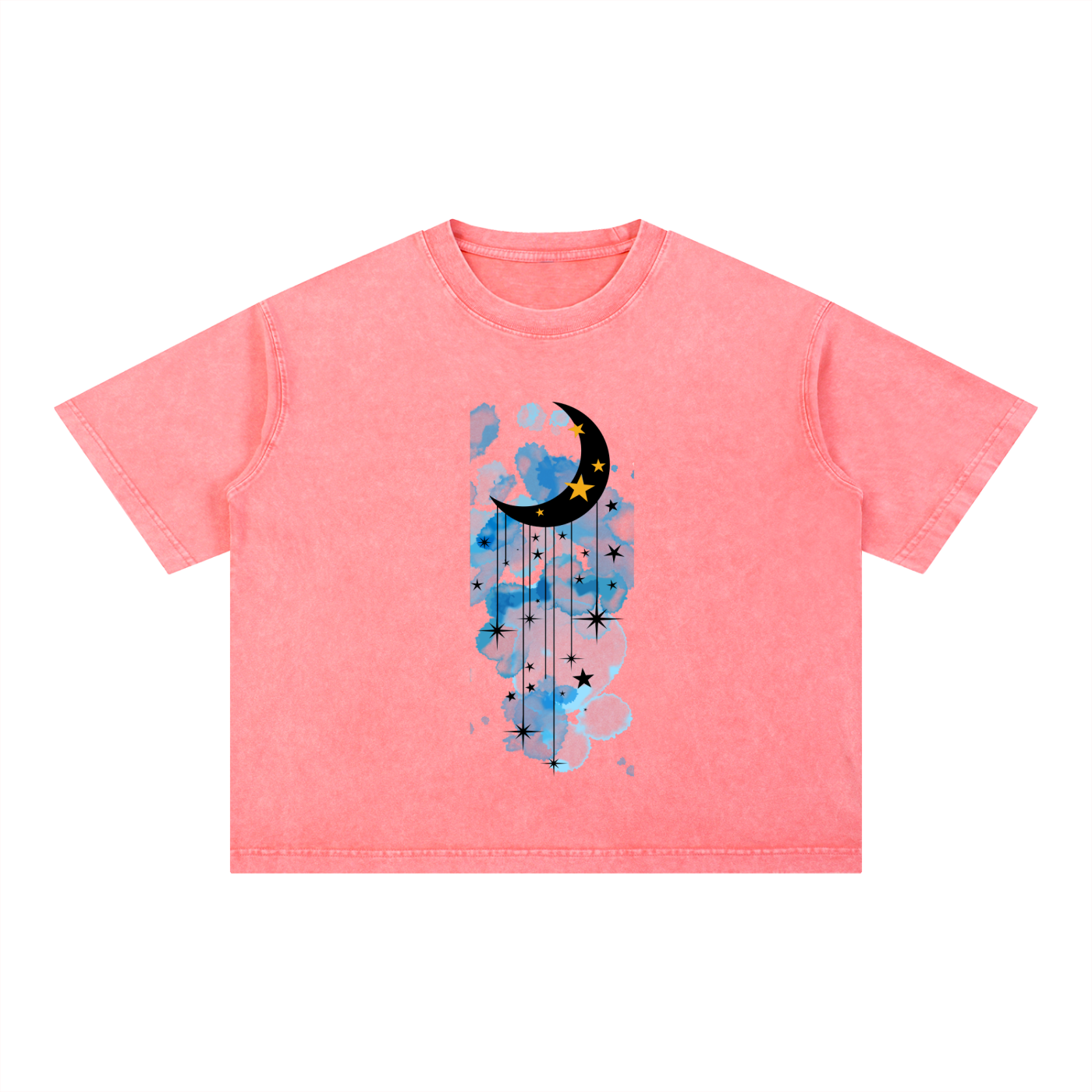 Blue Watercolour Crescent Moon