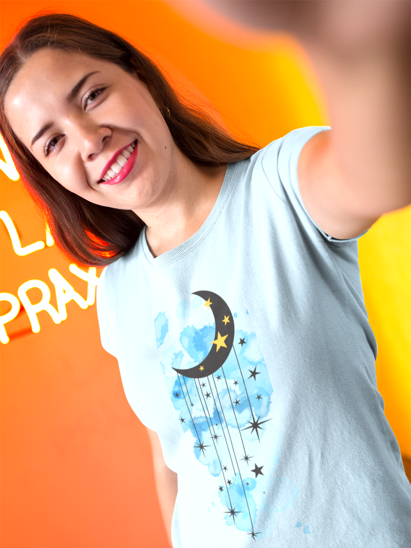 Blue Watercolour Crescent Moon